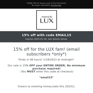 Email Exclusive -- 15% off *just for you!*