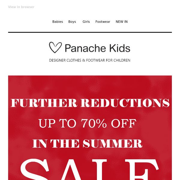 Further Reductions! Up To 70% Off In The Summer SALE! 😁
