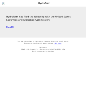 New SEC Document(s) for Hydrofarm