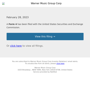 New Form 4 for Warner Music Group Corp