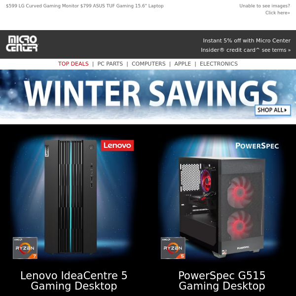 $749 Lenovo IdeaCentre 5 Gaming PC! $1049 PowerSpec G515 Gaming PC