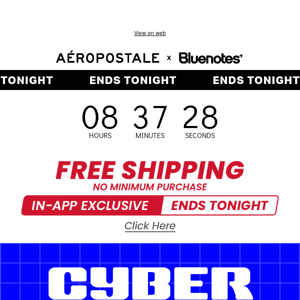 Hey Bluenotes, FREE SHIPPING No Minimum – IN APP Only - Ends Tonight! ⏰