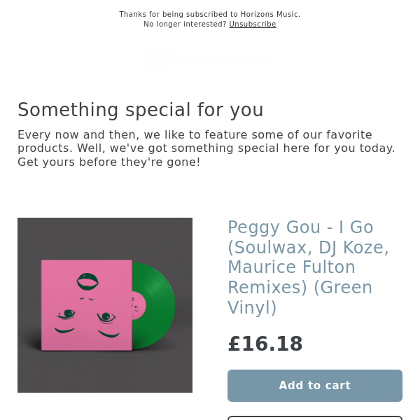 ARRIVED!  Peggy Gou - I Go (Soulwax, DJ Koze, Maurice Fulton Remixes) (Green Vinyl)