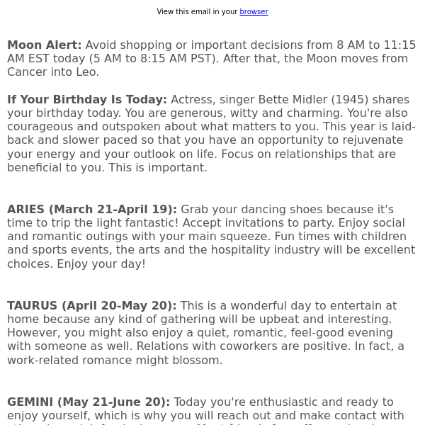 Your horoscope for December 1