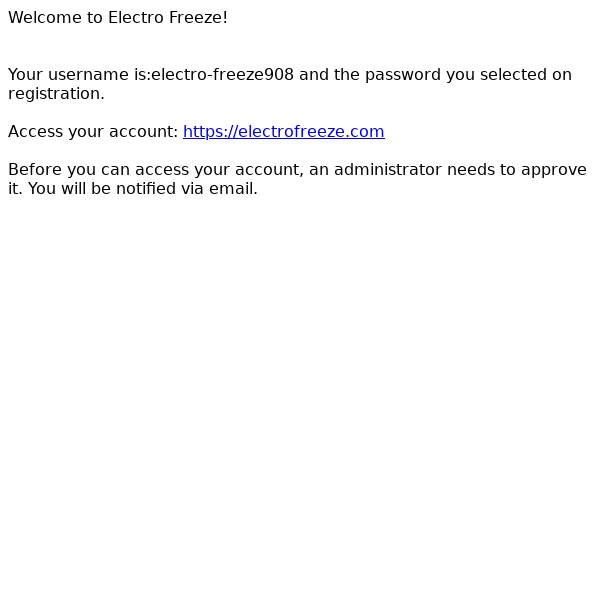 [Electro Freeze] Your new account information