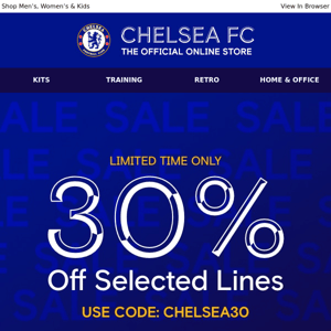 Now Live! 30% Off Selected Lines