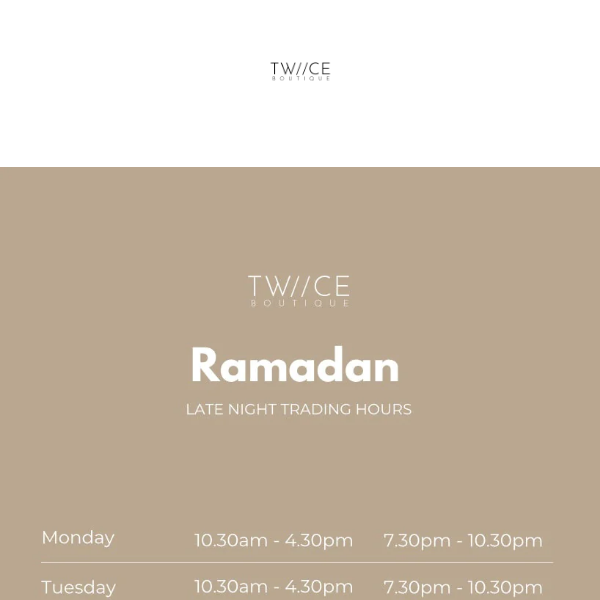 UPDATED RAMADAN TRADING HOURS