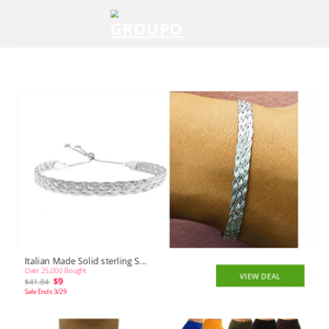 Italian Made Solid sterling Silver Adjustable Braided Herringbone Bracelet and More