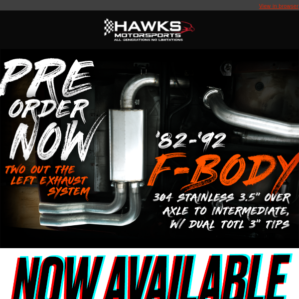 Now Available At Hawks Motorsports - May 5