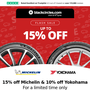 Up to 15% off selected tyres - plus pizza oven & travel goodie giveaways!