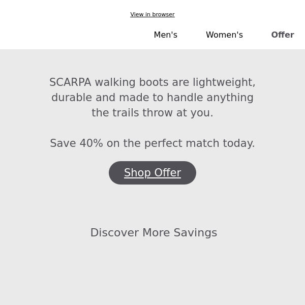 Don't miss! Up to 40% off selected Scarpa
