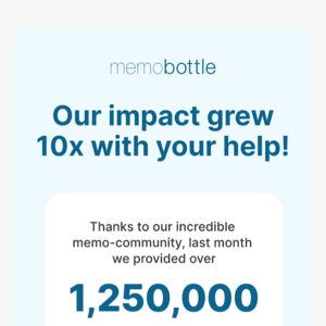 Last month we 10x’d our impact!