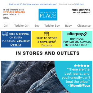 The Children's Place, $8.99+ All Jeans & Up to 70% off Entire Store!