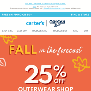 Bundle up for fall! 25% off Outerwear Shop