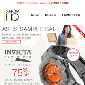 HUGE Savings! Invicta Sample Sale OVER 70% OFF!