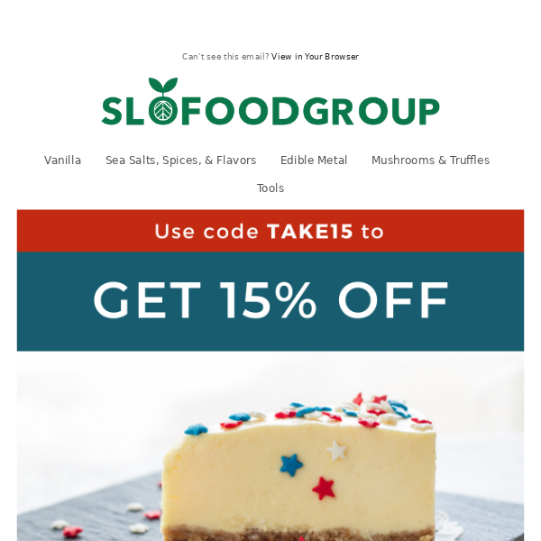 Slofoodgroup July Sale - 15% off site wide!