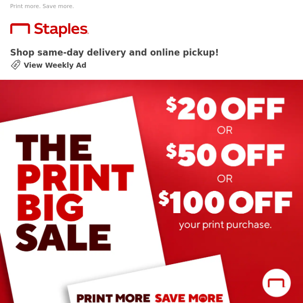 50% Off Staples Print Coupon - December 2023