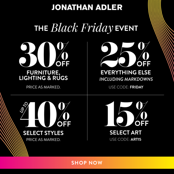 Starts Now: 30% OFF Furniture, Lighting & Rugs, 25% OFF Everything Else
