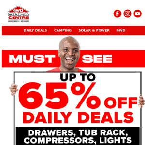 Must See Up To 65% Off Daily Deals On Drawers, Tub Rack, Compressors, Lights & Much More