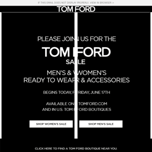 STARTS NOW | TOM FORD SALE