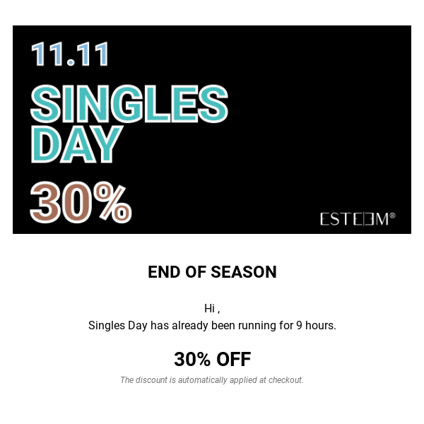 30% OFF | Singles Day | Only Today