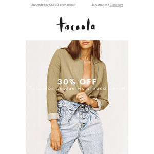 30% OFF Tacoolas unique waistband denim! 48hrs only