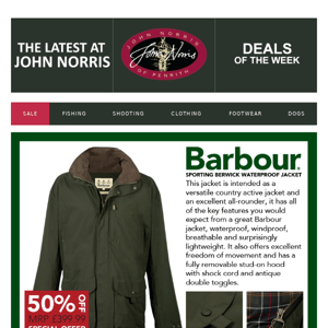 ✓Half Price Barbour Berwick Waterproof Jacket - John Norris