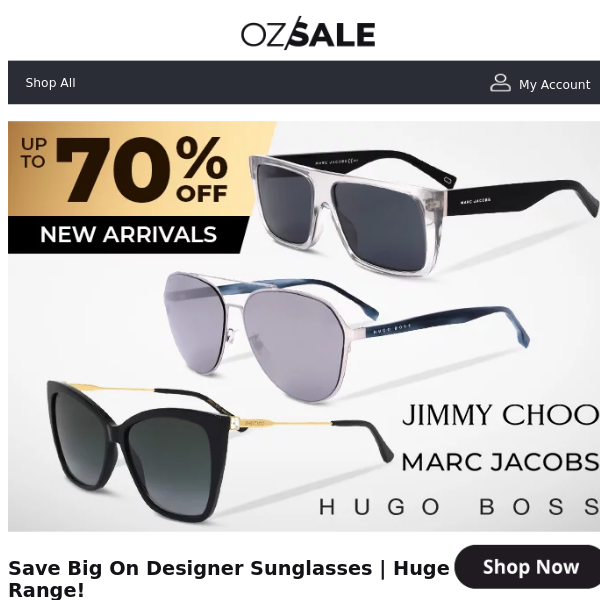 ALL NEW! Designer Sunglasses Up To 70% Off