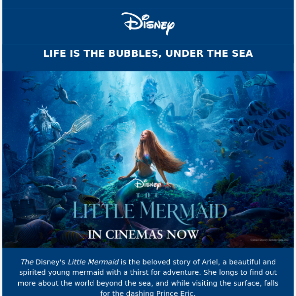 Splash into Disney's The Little Mermaid in cinemas now! 🧜🏼‍♀️🌊