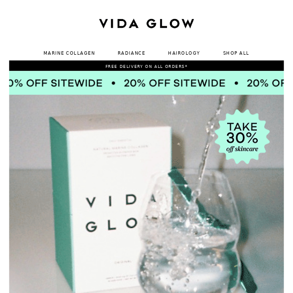 Vida Glow, save 20% on your routine