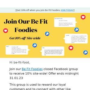 10% Off Site-wide when you join Foodies