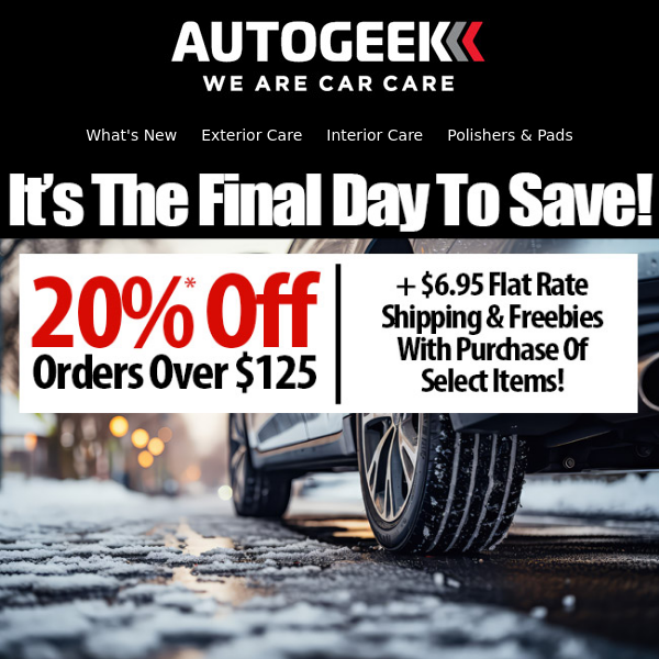 Final Day of 20%* Off + $6.95 Shipping, Free Gift, & More!