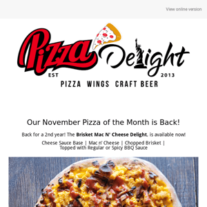 More Game Day Deals & New Pizza of the Month!