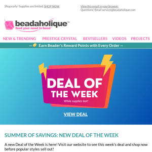 New Deal of the Week, Deadline to Share Your Designs, Free Beading Pattern