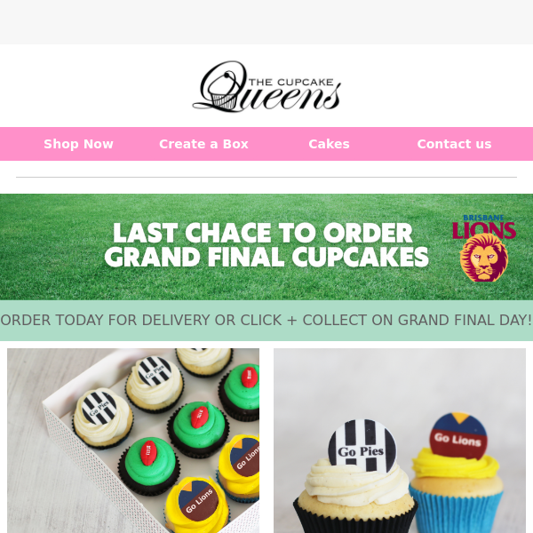 Last chance for Grand Final cupcakes!