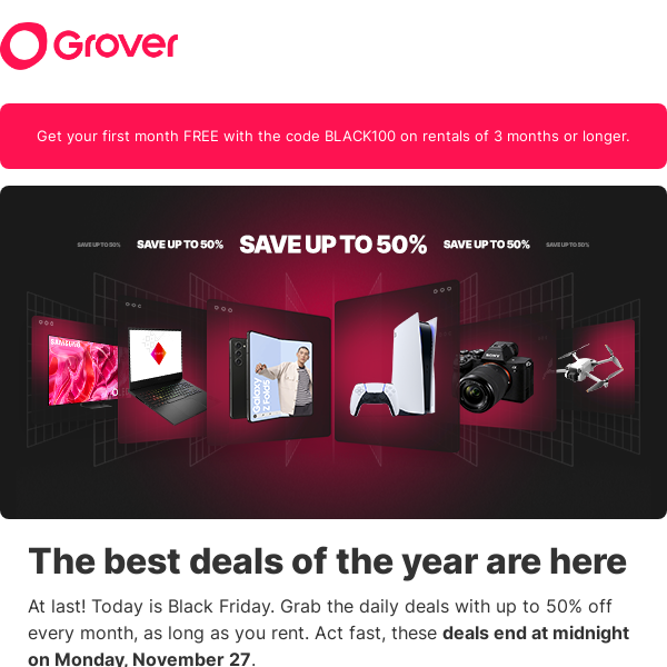   It's here: Black Friday at Grover 🤩
