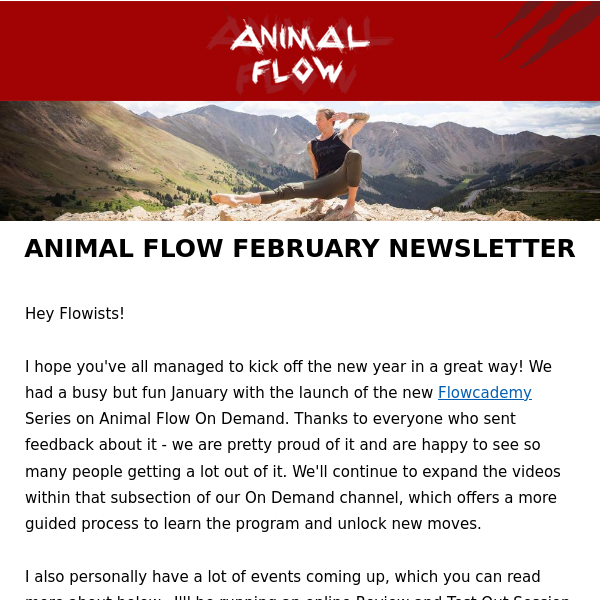 Animal Flow February Newsletter