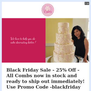 Ester Cakes Black Friday Sale - 25% Off - All Combs now in stock and ready to ship out immediately!