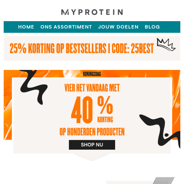 lichten detectie Meesterschap KONINGSDAG: Deze zondag 40% KORTING op +250 Producten 🔥 - Myprotein  Nederland