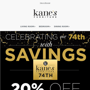 Anniversary savings to celebrate our 74th!