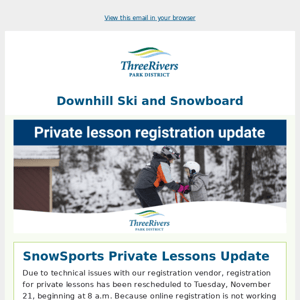 Downhill News: Private Lesson Registration Update, Snowmaking Update, Homeschool Drop-off: Downhill Ski Clinic and More!