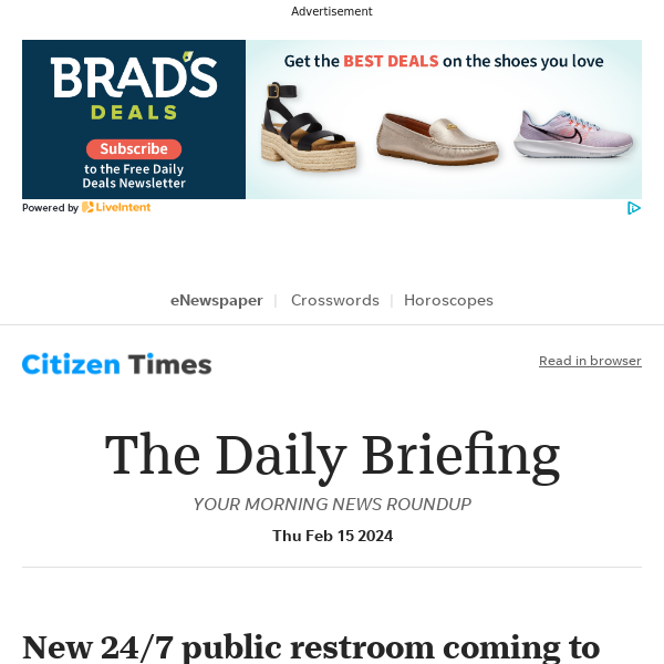 Daily Briefing: New 24/7 public restroom coming to downtown Asheville