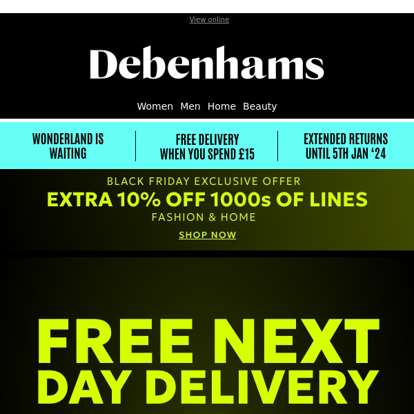 ⏰ FREE Next Day Delivery: 5pm-9pm only Debenhams ⏰