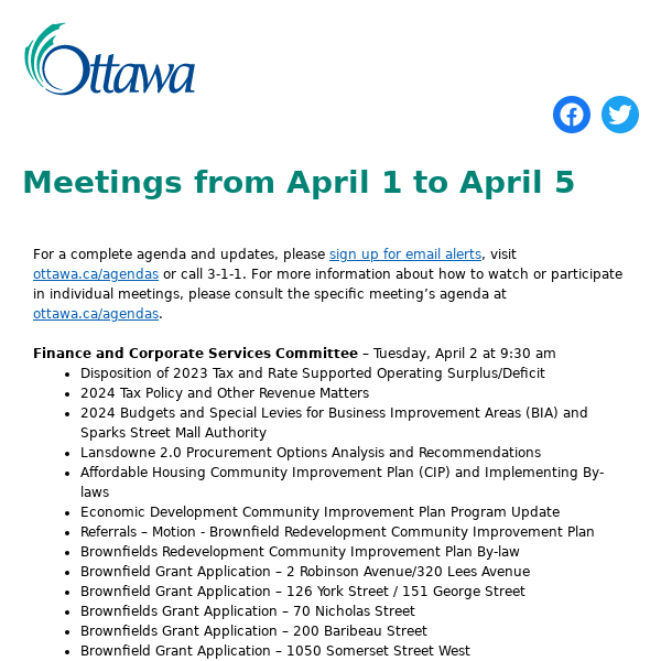 Meetings from April 1 to April 5