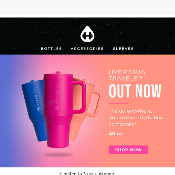 HydroJug Traveler comes in vibrant colors and a design that fits