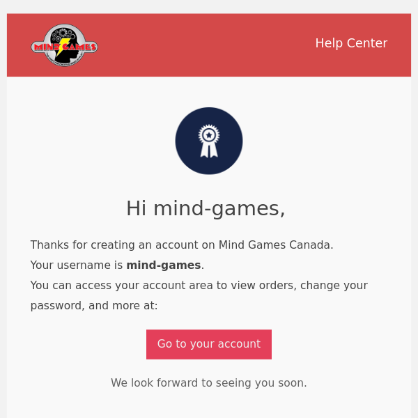 Your account has been created on Mind Games Canada