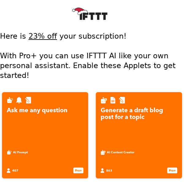 Happy Cyber Monday from IFTTT 🎉