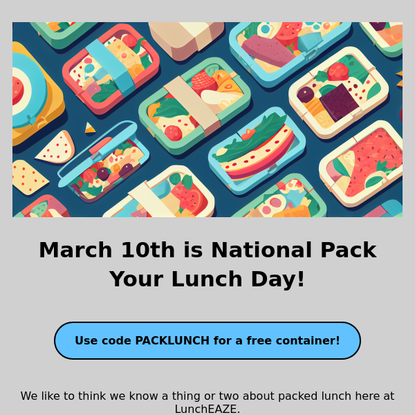 Free containers for National Packed Lunch Day!