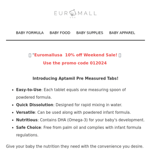 😘 Euromallusa's weekend sale ends today! (Promocode: 012024)