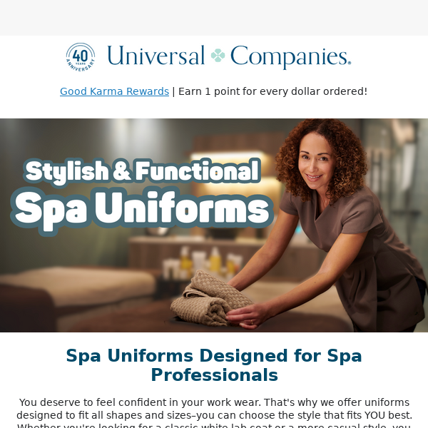 Look Sharp & Feel Confident in Uniforms Made for Spa & Salon Pros!